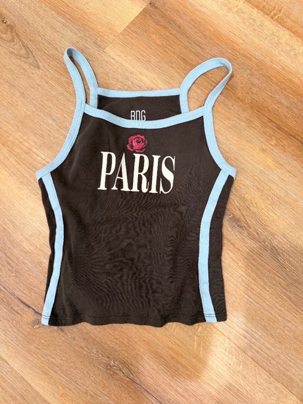 Urban Outfitters BDG Mia Paris Cami Graphic Tank Top in Black/Blue-SM